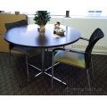 Espresso 42" Round Meeting Table with Chrome Base